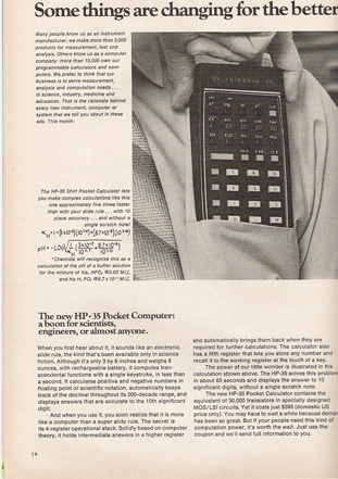 The HP 35 calculator